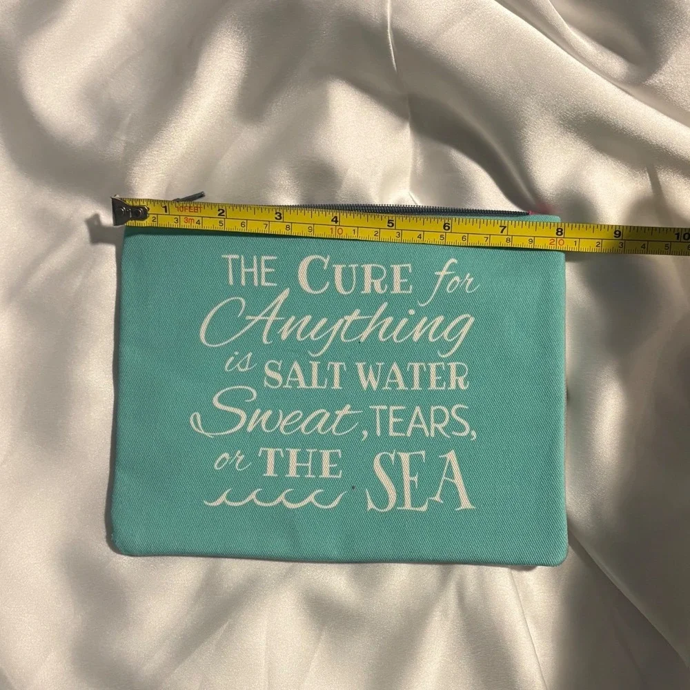 Beach Quote Zipper Pouch Cosmetic‎ Bag Aqua Travel Makeup Bag